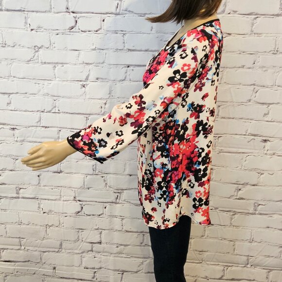 ADRIANNA PAPELL - Beautiful 3/4 sleeve fuchsia/turquoise floral blouse - Picture 8 of 10